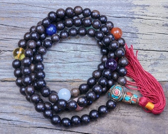 Chakra Mala - Ebenholz Holz