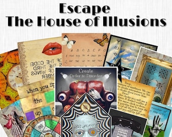 Escape Room Game DIY Logic Kit imprimible House of Illusions / Escape Room Party Game Fun Gift Family Escape Room DIY