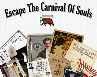 Escape Room Game DIY Kit de jeu imprimable Le Carnaval des âmes | Kit de salle d’évasion imprimable | Salle d'évasion bricolage | Jeux de fête amusants à imprimer