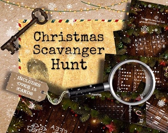 Christmas Treasure Clues Hunt Scavenger Hunt Clues | Christmas Treasure Hunt Printable Christmas Family Game Kit Christmas Party Game