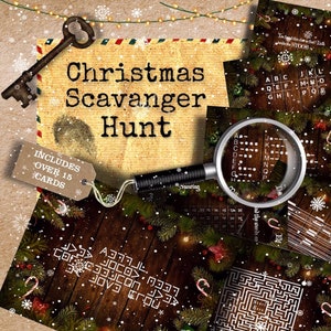 Christmas Treasure Clues Hunt Scavenger Hunt Clues | Christmas Treasure Hunt Printable Christmas Family Game Kit Christmas Party Game