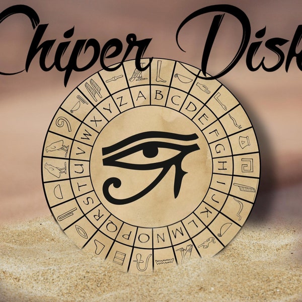 Printable Egyptian Hieroglyphs Cipher Wheel Disk | Escape Room Prop | Decode and Encode Secret Code Messages for Birthday Party