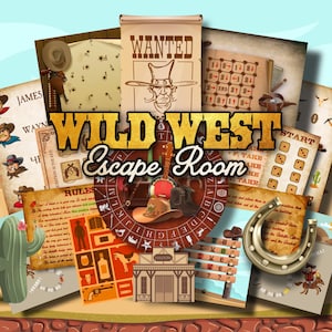 Escape Room Game DIY Printable Game Kit for Kids Wild West | Printable Escape Room Kit | DIY Escape Room | Printable Party Games