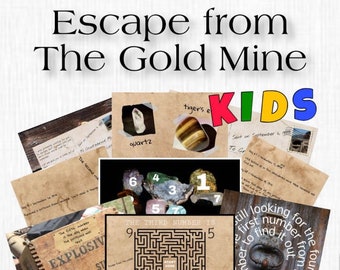 Escape Room Game DIY Printable Game Kit for Kids The Gold Mine | Printable Escape Room Kit | DIY Escape Room | Printable Party Games