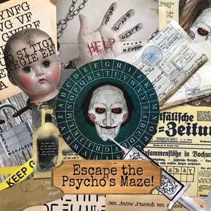 Escape Room Printable – The Psycho’s Maze: Horror Puzzle Game Kit for Teens & Adults