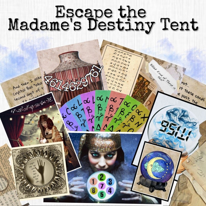 The Madame's Destiny Tent Escape Room Printable Game Printable Escape Room Kit DIY Escape Room Printable Party Games Family Games image 1