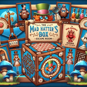Escape Room Printable – Mad Hatter’s Box: Alice in Wonderland Puzzle Game for Teens & Adults