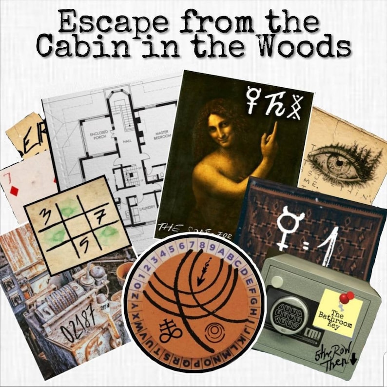 Escape Room Game DIY Cabin Printable Game Kit Cabin in The Woods Adult Party Game Fun Gift Family Escape Room DIY image 1