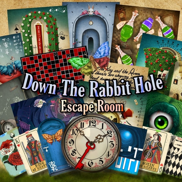 Escape Room Game DIY Printable Game Kit Down The Rabbit Hole | Printable Escape Room Kit | DIY Escape Room | Printable Party Games