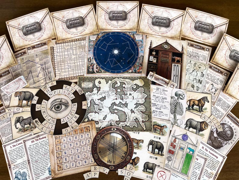 Printable Escape Room the Secret Library, Mystery Puzzle Kit, Date ...