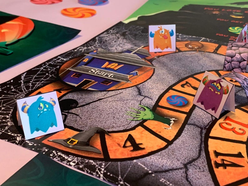 Halloween Board Game Printable Pumpkin Rush Halloween Board Game, Board Game for Kids, Halloween Board Game, Halloween Party Family Game image 6