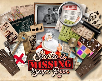 Weihnachten Escape Room Spiel DIY Weihnachten druckbare Spiel Kit Santa is Missing! | Weihnachtsfeier Spiel Weihnachtsgeschenk Spiel DIY Weihnachten