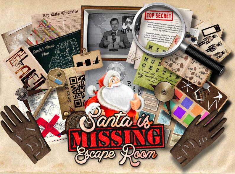 Christmas Escape Room Game DIY Christmas Printable Game Kit Santa is Missing Christmas Party Game Christmas Gift Game DIY Christmas image 1