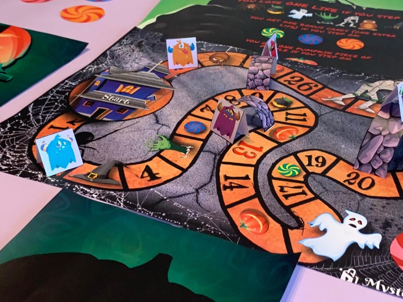 Halloween Board Game Printable Pumpkin Rush Halloween Board Game, Board Game for Kids, Halloween Board Game, Halloween Party Family Game image 7