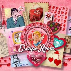 Valentine's Day Escape Room Game DIY Valentine's Day Printable Game Kit Date Night Game Valentines Day Game Love Gift Date Escape Room image 1