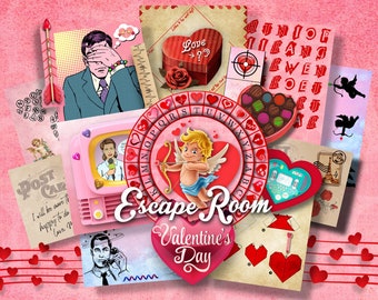 Jeu de salle d’évasion de la Saint-Valentin DIY Kit de jeu imprimable pour la Saint-Valentin Jeu de nuit de date | Jeu de la Saint-Valentin Cadeau d'amour Date Escape Room