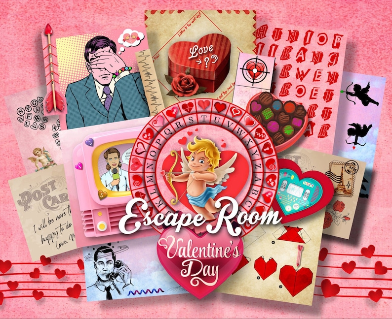 Valentine's Day Escape Room Game DIY Valentine's Day Printable Game Kit Date Night Game Valentines Day Game Love Gift Date Escape Room image 1