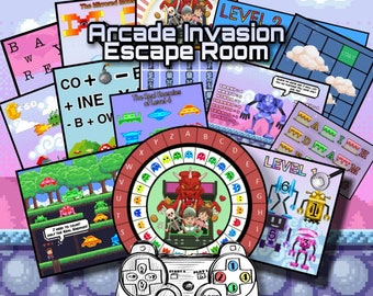 Escape Room Game DIY Printable Game Kit for Kids Arcade Invasion | Printable Escape Room Kit | DIY Escape Room | Printable Fun Party Games