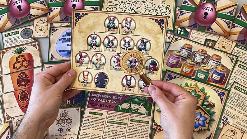 Easter egg theft investigation printable escape room combining holiday fun with mystery-solving challenges