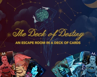 Escape Room Game DIY afdrukbare gamekit The Deck of Destiny | Afdrukbare Escape Room-kit | DIY-escaperoom | Afdrukbare leuke gezelschapsspellen