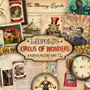 Escape Room Printable – Circus Murder Mystery: Cold Case Puzzle Game for Adults