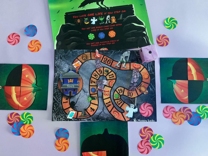 Halloween Board Game Printable Pumpkin Rush Halloween Board - Etsy
