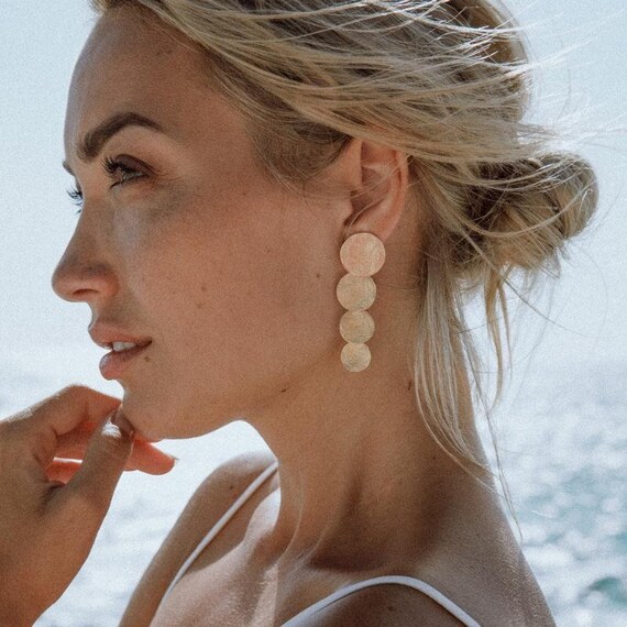 Apollo Statement Discs Earrings Gold