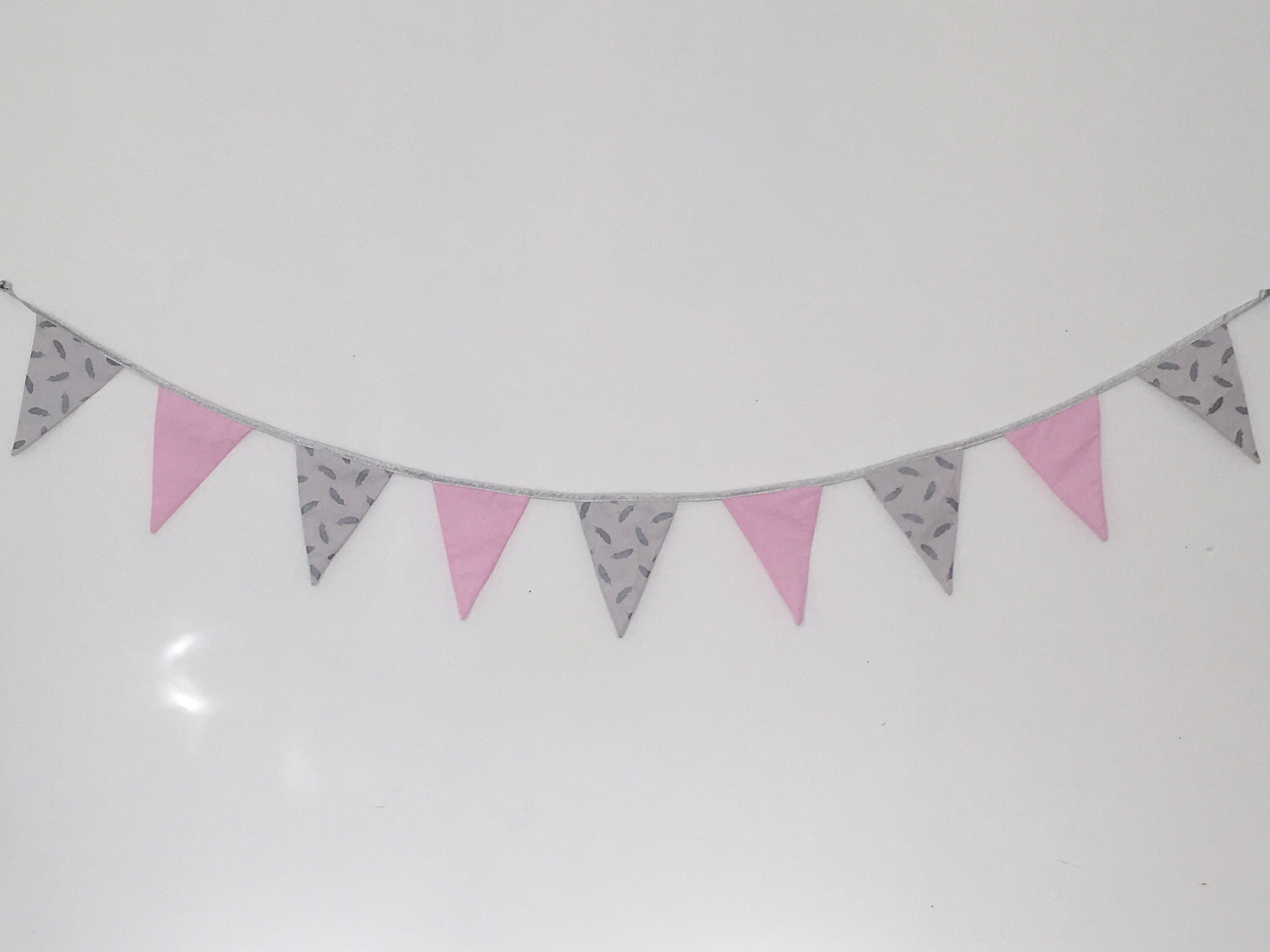 Guirlande de Fanions Plume Argent