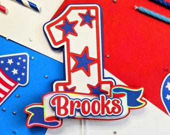 4th of July Cake Topper: One American Dude First Birthday