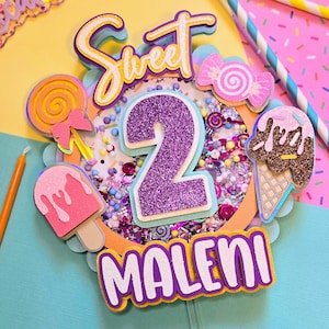 Candy Cake Topper: Custom Glitter Candyland Party Decor
