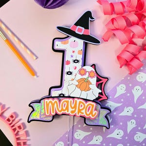 Spooky One Cake Topper | Cute Halloween Cake Topper | Girly Halloween Cake Topper | Pink Halloween Cake Topper | Cute Ghost Cake Topper