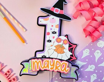 Spooky One Cake Topper | Cute Halloween Cake Topper | Girly Halloween Cake Topper | Pink Halloween Cake Topper | Cute Ghost Cake Topper