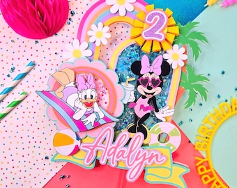 Pool Party Cake Topper | Minnie Mouse Inspired Cake Topper | Pool Party Decor | Pool Party Birthday
