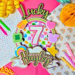 Lucky Seven Cake Topper | Lucky Charm Birthday | St Patrick's Day Birthday | Lucky Charms Birthday Decor| Lucky 7 First Birthday | Lucky 7 Bild 1