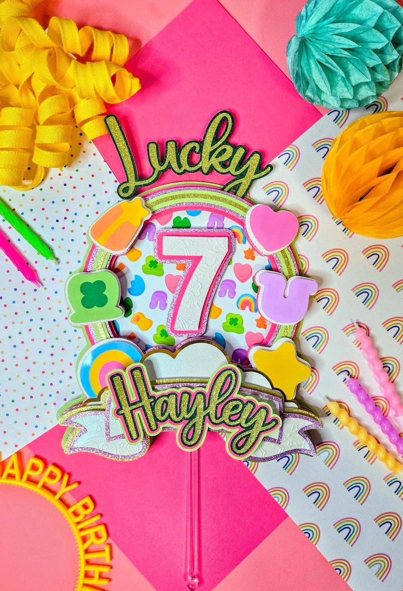 Lucky Seven Cake Topper | Lucky Charm Birthday | St Patrick's Day Birthday | Lucky Charms Birthday Decor| Lucky 7 First Birthday | Lucky 7 Bild 1
