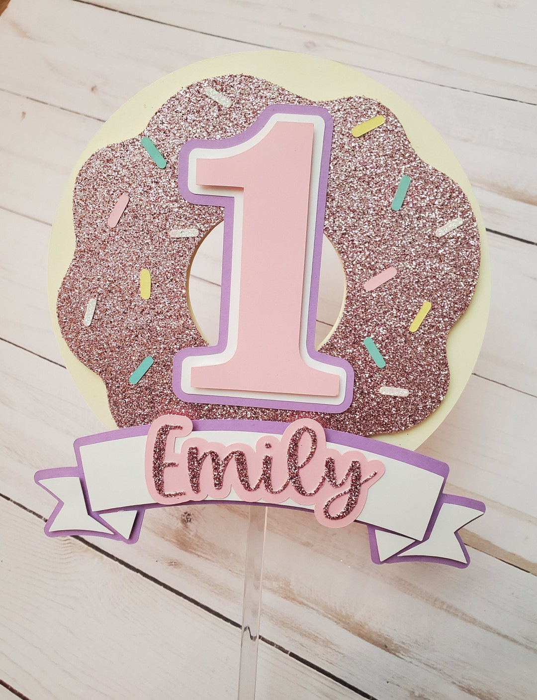 Donut Theme Cake Topper Pink Donut Cake Topper Donut Party Etsy