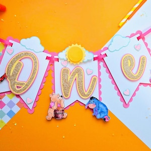 Winnie the Pooh Banner | Winnie the Pooh Party Decorations | Pooh Bear Birthday | Bear Birthday Decor| High chair banner