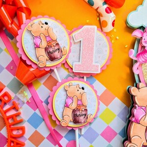 Winnie the Pooh Cupcake Toppers | Cupcake Toppers | Pooh bear party | First Party Decorations | Hundred Acre Woods