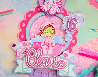 Glam Spa Cake Topper: Girls Birthday Party Decor
