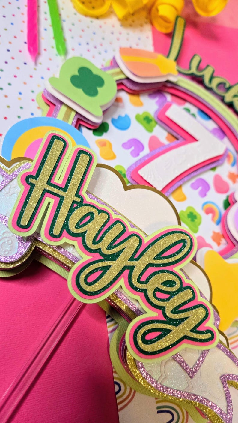 Lucky Seven Cake Topper | Lucky Charm Birthday | St Patrick's Day Birthday | Lucky Charms Birthday Decor| Lucky 7 First Birthday | Lucky 7 Bild 3
