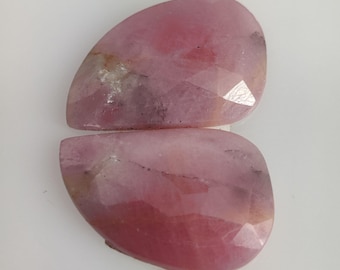 Natural Multi Sapphire Pear Shape Faceted Rose Cut Pair: Loose Gemstone 26.17 Ct, 22X15mm