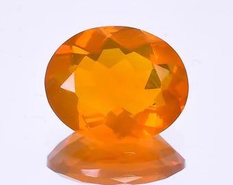 AAA Natural Mexican Fire Opal: Faceted Oval Loose Gemstone, 2.50 Ct 11X9X5mm Jewelry Making