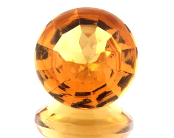 Natural Citrine Faceted Round Loose Gemstone: AAA Quality, 13.02 Carats, 15X15X10.5 mm For Jewelry