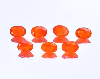 Natural Mexican Fire Opal Faceted Oval Loose Gemstones: 7Pc Lot 3.5Ct 7X5X4mm Jewelry Making