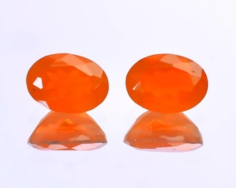 Natural Mexican Fire Opal Pair: Faceted Oval Loose Gemstones, 1.5 ct 7X5X4mm Jewelry Making
