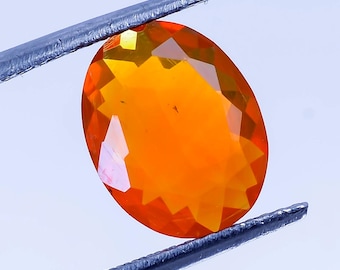 AAA Natural Mexican Fire Opal: Faceted Oval Loose Gemstone, 1.55 Ct 11.5X9.5X4mm Jewelry Making