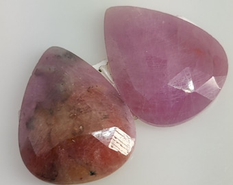 Natural Multi Sapphire Pear Shape Faceted Rose Cut Pair: Loose Gemstone 49.35 Ct, 26X20mm