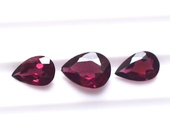 Natural Rhodolite Garnet Pear Cut Loose Gemstone 3Pcs Set : Jewelry Making 2.32 Ct, 7x5mm