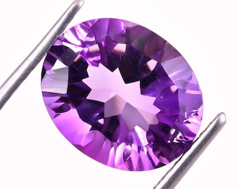 Purple Amethyst Loose Gemstone: Oval Concave Cut Healing Crystal, 4.15 Carats 12X10X7 mm