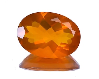 Natural Mexican Fire Opal Faceted  Oval Loose Gemstone, Jewelry Making 3.55 Cts, 14.1X10X6 mm